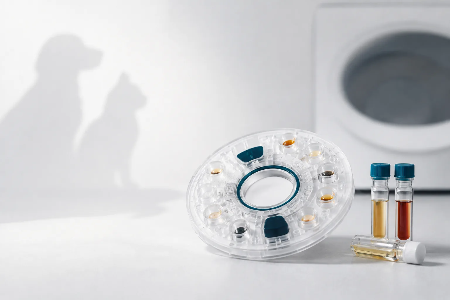 Preliminary veterinary dry chemistry reagent disc concept